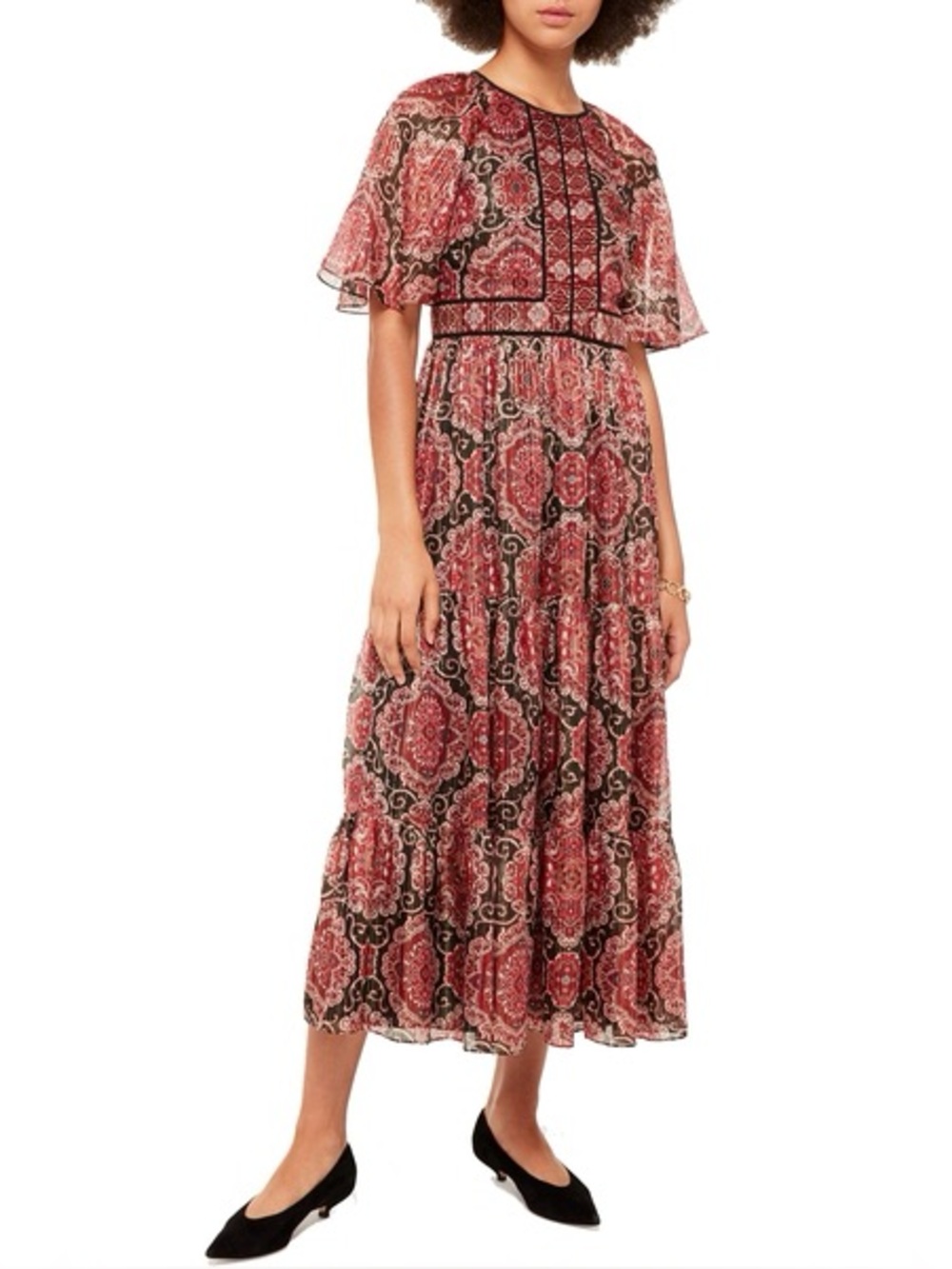 Kate Spade NEW!! Medallion Metallic Midi Dress Silk Blend